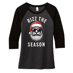 Rizz The Season Silly Christmas Funny Santa Women's Tri-Blend 3/4-Sleeve Raglan Shirt