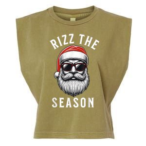 Rizz The Season Silly Christmas Funny Santa Garment-Dyed Women's Muscle Tee