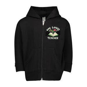 Retro Teacher St Patrick's Day Funny One Lucky Teacher Irish Gift Toddler Zip Fleece Hoodie