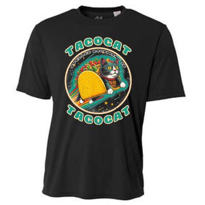 Retro Tacocat Spelled Backward Is Tacocat Funny Cat Cooling Performance Crew T-Shirt