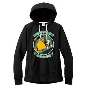 Retro Tacocat Spelled Backward Is Tacocat Funny Cat Women's Fleece Hoodie