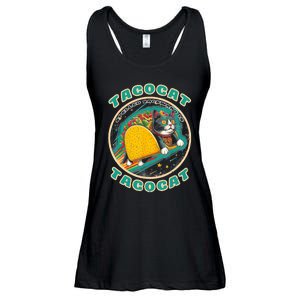 Retro Tacocat Spelled Backward Is Tacocat Funny Cat Ladies Essential Flowy Tank