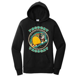 Retro Tacocat Spelled Backward Is Tacocat Funny Cat Women's Pullover Hoodie