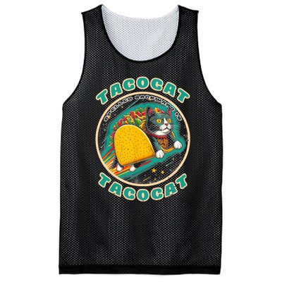 Retro Tacocat Spelled Backward Is Tacocat Funny Cat Mesh Reversible Basketball Jersey Tank