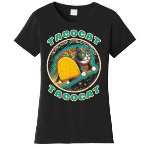 Retro Tacocat Spelled Backward Is Tacocat Funny Cat Women's T-Shirt