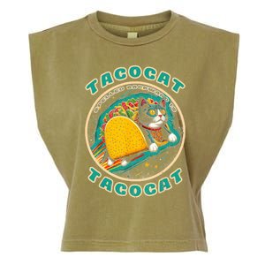 Retro Tacocat Spelled Backward Is Tacocat Funny Cat Garment-Dyed Women's Muscle Tee