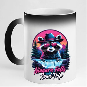 Road Trip Squad Niagara Falls Souvenirs Family 2024 Raccoon 11oz Black Color Changing Mug