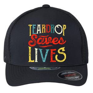 Retro Teardrop Save Lives RV Camping Camper Gift Flexfit Unipanel Trucker Cap