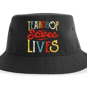 Retro Teardrop Save Lives RV Camping Camper Gift Sustainable Bucket Hat