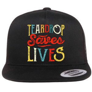 Retro Teardrop Save Lives RV Camping Camper Gift Flat Bill Trucker Hat