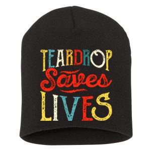 Retro Teardrop Save Lives RV Camping Camper Gift Short Acrylic Beanie