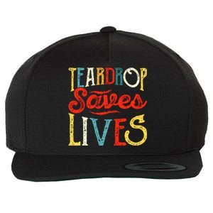 Retro Teardrop Save Lives RV Camping Camper Gift Wool Snapback Cap