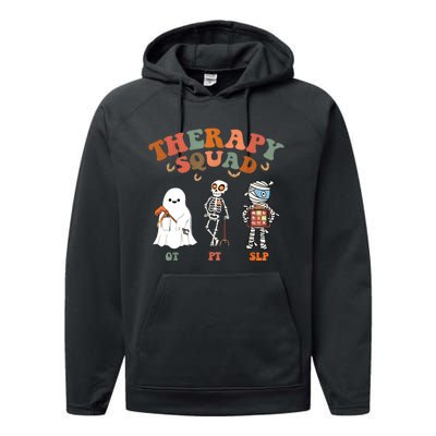 Retro Therapy Squad Slp Ot Pt Team Halloween Funny Physical Performance Fleece Hoodie