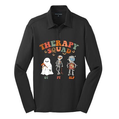 Retro Therapy Squad Slp Ot Pt Team Halloween Funny Physical Silk Touch Performance Long Sleeve Polo