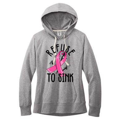 Refuse To Sink Pink Ribbon Anchor Breast Cancer Campaign Gift Women's Fleece Hoodie