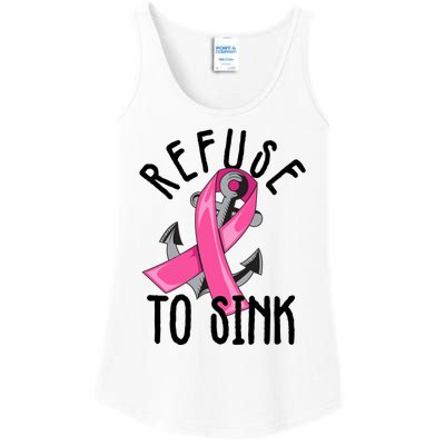 Refuse To Sink Pink Ribbon Anchor Breast Cancer Campaign Gift Ladies Essential Tank