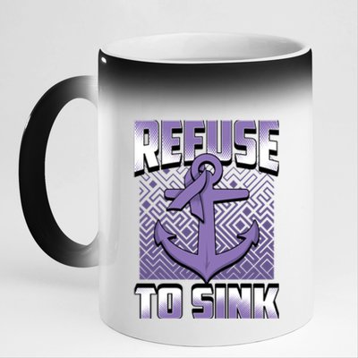 Refuse To Sink Stomach Cancer Awareness Ribbon Funny Gift 11oz Black Color Changing Mug