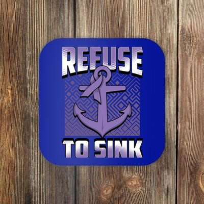 Refuse To Sink Stomach Cancer Awareness Ribbon Funny Gift Coaster