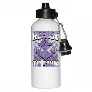 Refuse To Sink Stomach Cancer Awareness Ribbon Funny Gift Aluminum Water Bottle