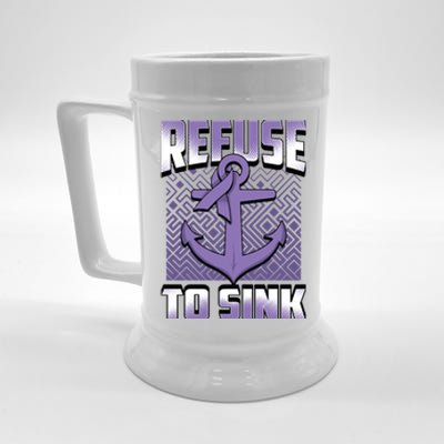 Refuse To Sink Stomach Cancer Awareness Ribbon Funny Gift Beer Stein