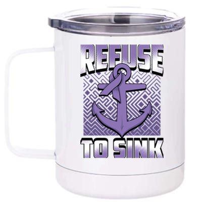 Refuse To Sink Stomach Cancer Awareness Ribbon Funny Gift 12 oz Stainless Steel Tumbler Cup