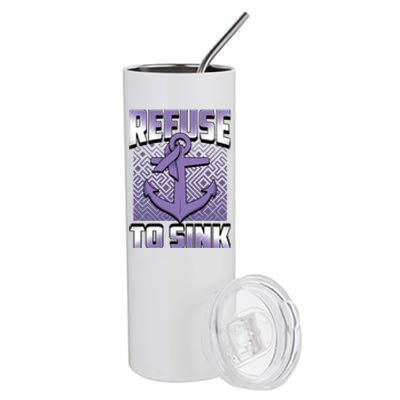 Refuse To Sink Stomach Cancer Awareness Ribbon Funny Gift Stainless Steel Tumbler