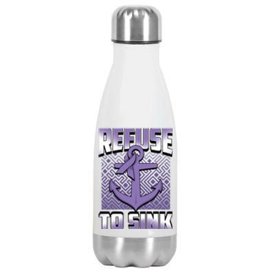 Refuse To Sink Stomach Cancer Awareness Ribbon Funny Gift Stainless Steel Insulated Water Bottle