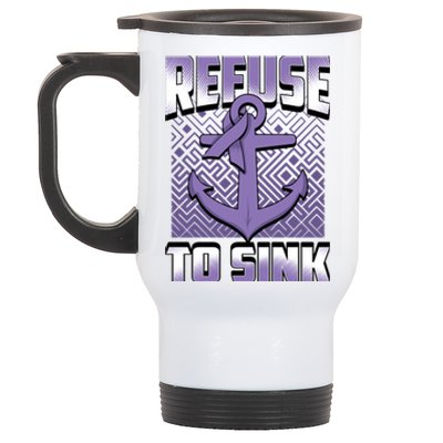 Refuse To Sink Stomach Cancer Awareness Ribbon Funny Gift Stainless Steel Travel Mug