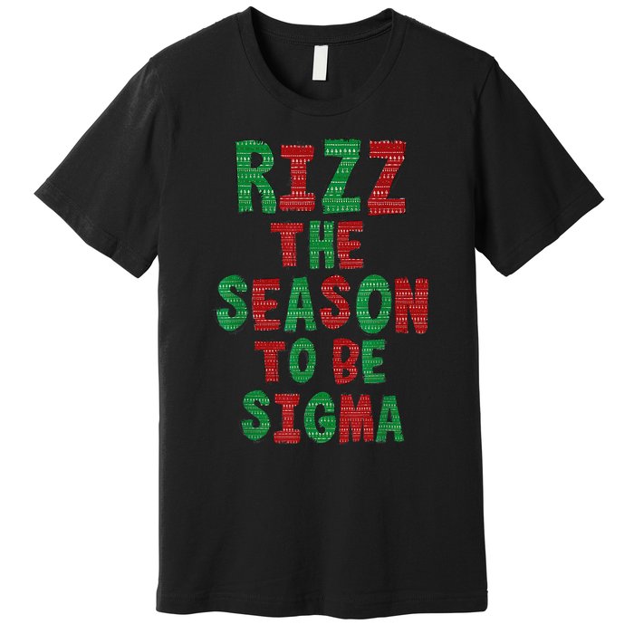 Rizz The Season Funny Gen Alpha Slang Christmas Teacher Premium T-Shirt