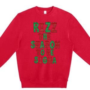 Rizz The Season Funny Gen Alpha Slang Christmas Teacher Premium Crewneck Sweatshirt