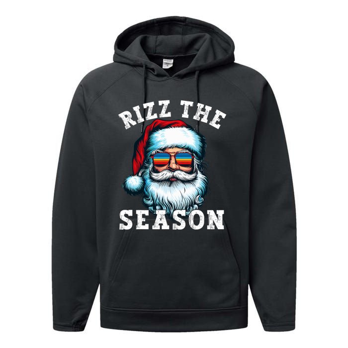 Rizz The Season Funny Christmas Santa Claus Rizzler Performance Fleece Hoodie