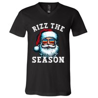 Rizz The Season Funny Christmas Santa Claus Rizzler V-Neck T-Shirt