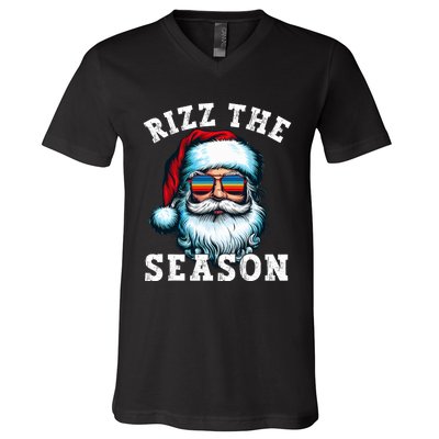 Rizz The Season Funny Christmas Santa Claus Rizzler V-Neck T-Shirt