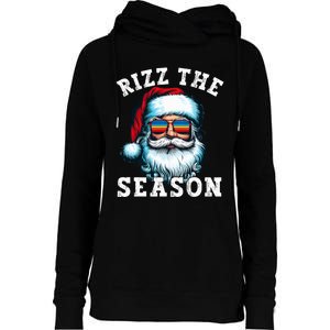 Rizz The Season Funny Christmas Santa Claus Rizzler Womens Funnel Neck Pullover Hood