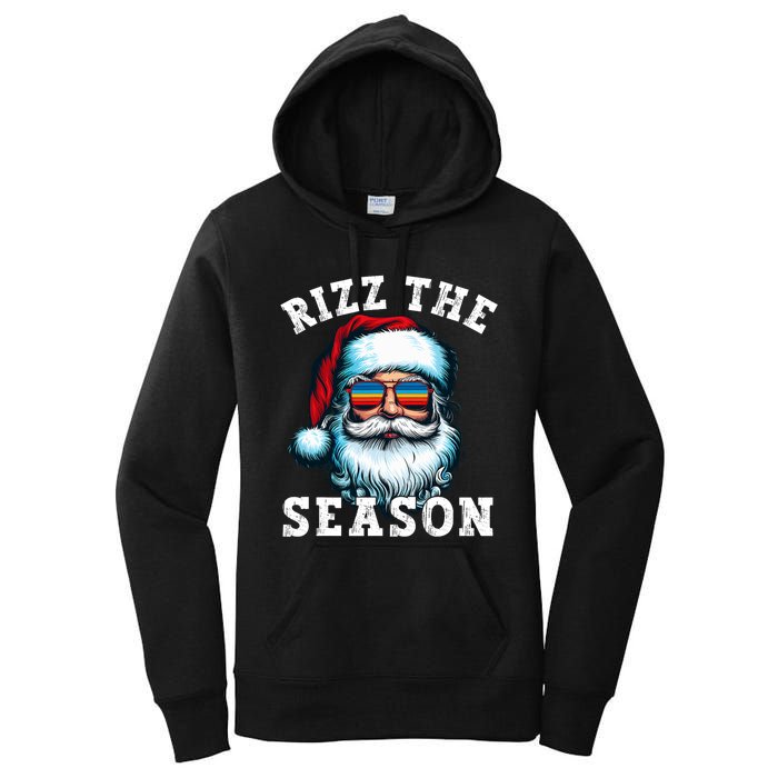 Rizz The Season Funny Christmas Santa Claus Rizzler Women's Pullover Hoodie