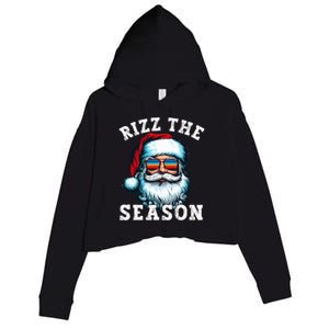 Rizz The Season Funny Christmas Santa Claus Rizzler Crop Fleece Hoodie