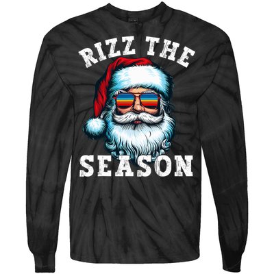 Rizz The Season Funny Christmas Santa Claus Rizzler Tie-Dye Long Sleeve Shirt