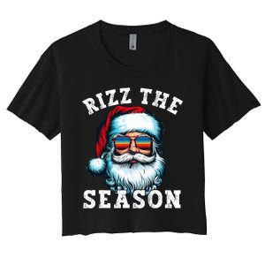 Rizz The Season Funny Christmas Santa Claus Rizzler Women's Crop Top Tee