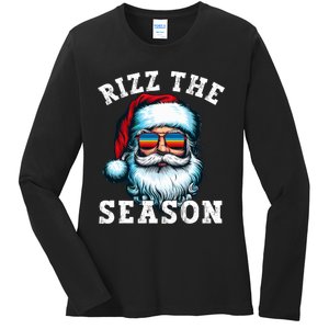 Rizz The Season Funny Christmas Santa Claus Rizzler Ladies Long Sleeve Shirt