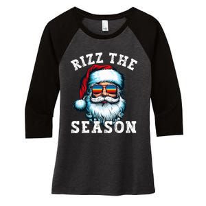 Rizz The Season Funny Christmas Santa Claus Rizzler Women's Tri-Blend 3/4-Sleeve Raglan Shirt