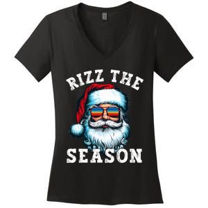 Rizz The Season Funny Christmas Santa Claus Rizzler Women's V-Neck T-Shirt