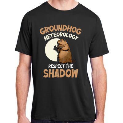 Respect The Shadow Meteorology Funny Groundhog Day Adult ChromaSoft Performance T-Shirt