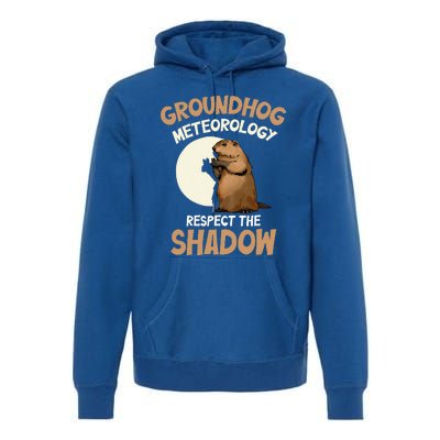 Respect The Shadow Meteorology Funny Groundhog Day Premium Hoodie