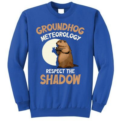 Respect The Shadow Meteorology Funny Groundhog Day Tall Sweatshirt