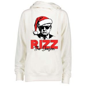 Rizz The Season Christmas Humorous Trump 2024 Santa Rizzler Womens Funnel Neck Pullover Hood