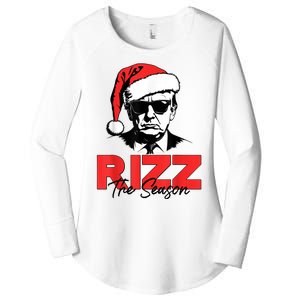 Rizz The Season Christmas Humorous Trump 2024 Santa Rizzler Women's Perfect Tri Tunic Long Sleeve Shirt