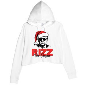 Rizz The Season Christmas Humorous Trump 2024 Santa Rizzler Crop Fleece Hoodie