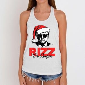 Rizz The Season Christmas Humorous Trump 2024 Santa Rizzler Women's Knotted Racerback Tank