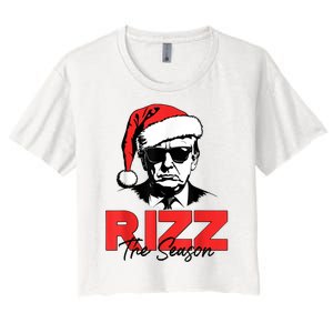 Rizz The Season Christmas Humorous Trump 2024 Santa Rizzler Women's Crop Top Tee