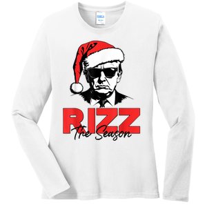 Rizz The Season Christmas Humorous Trump 2024 Santa Rizzler Ladies Long Sleeve Shirt